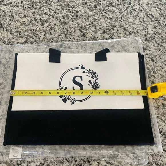 Canvas Tote Bag Large Initial S - Picture 7 of 9